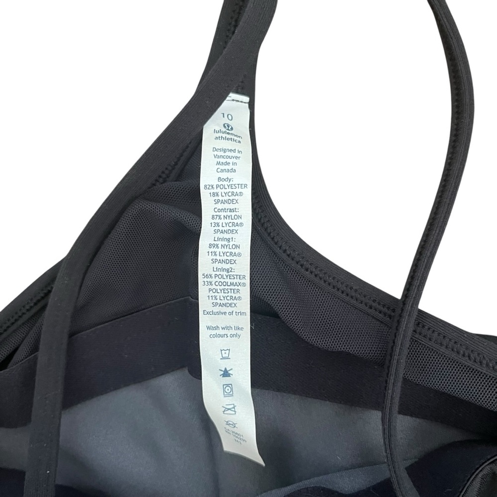 Lululemon Power Y Tank Built In Bra Size 10 NWT Black Gray Geometric Print - Picture 4 of 10